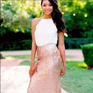 Revelry RoseGold Sequin Maxi Skirt (Bridesmaids)